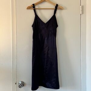 Helmut Land Navy Silk Slip Dress